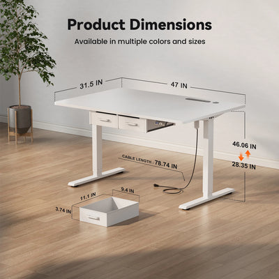 Electric Standing Desk, Height Adjustable Gaming Workstation with Memory, 80kg Load Capacity