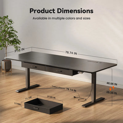 Electric Standing Desk, Height Adjustable Gaming Workstation with Memory, 80kg Load Capacity