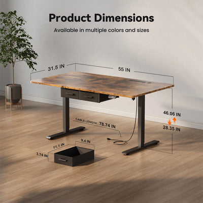 Electric Standing Desk, Height Adjustable Gaming Workstation with Memory, 80kg Load Capacity
