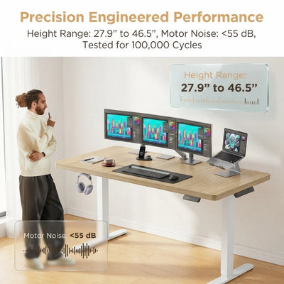Large Electric Standing Desk 71x30, Brushless Motor, 220lb