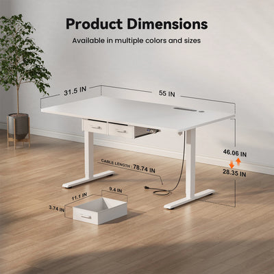 Electric Standing Desk, Height Adjustable Gaming Workstation with Memory, 80kg Load Capacity