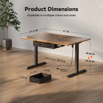 Electric Standing Desk, Height Adjustable Gaming Workstation with Memory, 80kg Load Capacity