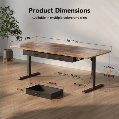 Electric Standing Desk, Height Adjustable Gaming Workstation with Memory, 80kg Load Capacity