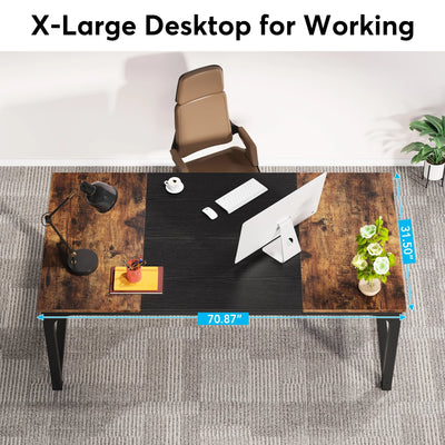 Large Computer Desk, 70" Modern Office Workstation for Home Study