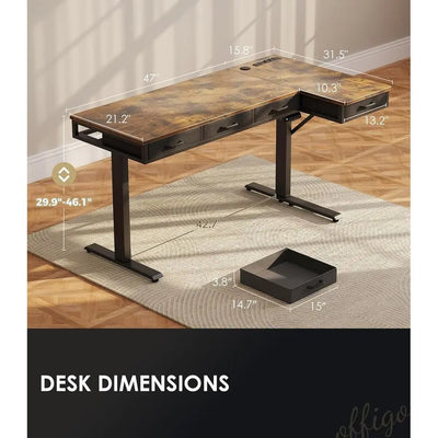 L Shaped Electric Desk, 63 Inch Height Adjustable Standing Workstation with Outlets