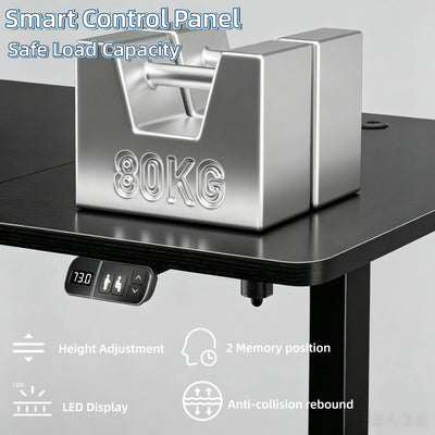 Electric Standing Desk, Height Adjustable Gaming Workstation with Memory, 80kg Load Capacity