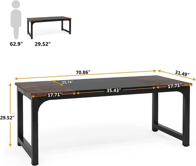 Large Computer Desk, 70" Modern Office Workstation for Home Study