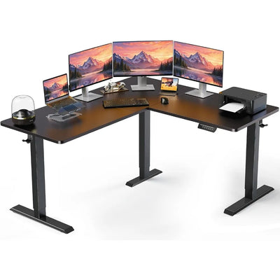 L-Shaped Standing Desk, 63" Electric Adjustable, Black, 220lbs
