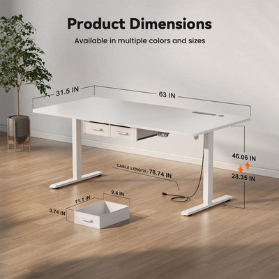 Electric Standing Desk, Height Adjustable Gaming Workstation with Memory, 80kg Load Capacity