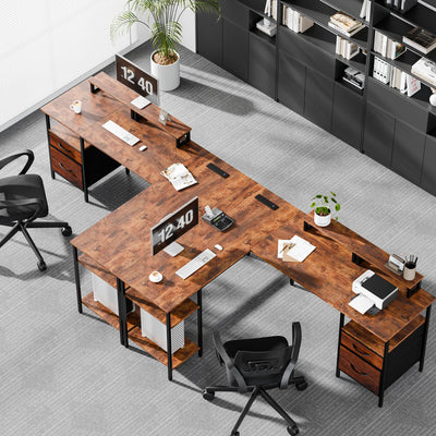 anadesks 62IN L Shaped Computer Desk with 2 Drawers Wood Table with Adjustable Storage Shelves Charging Station Desk for Office
