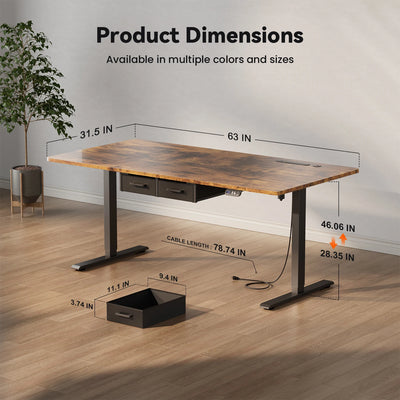 Electric Standing Desk, Height Adjustable Gaming Workstation with Memory, 80kg Load Capacity