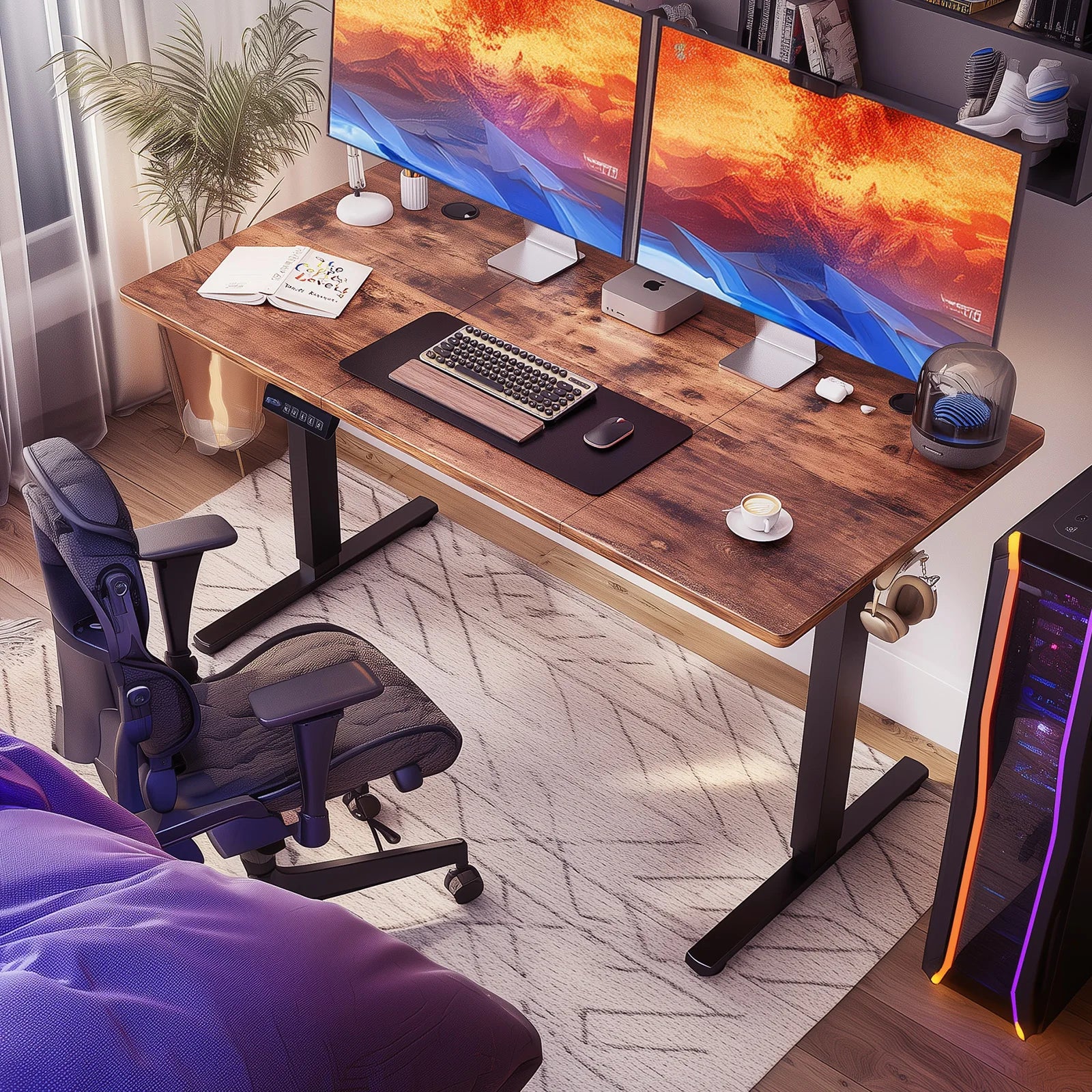 Electric Standing Desk, 63x24 Inch Height Adjustable, Ergonomic Office Workstation