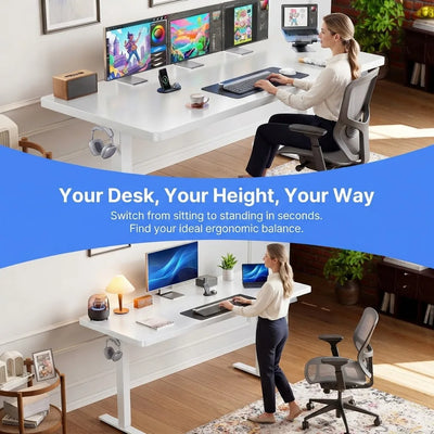 Large Electric Standing Desk 71x30, Brushless Motor, 220lb