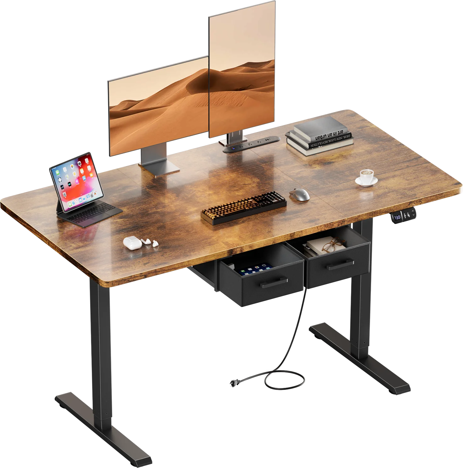 Electric Standing Desk, Height Adjustable Gaming Workstation with Memory, 80kg Load Capacity