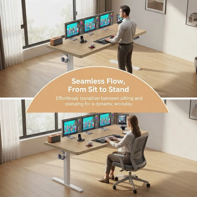 Large Electric Standing Desk 71x30, Brushless Motor, 220lb