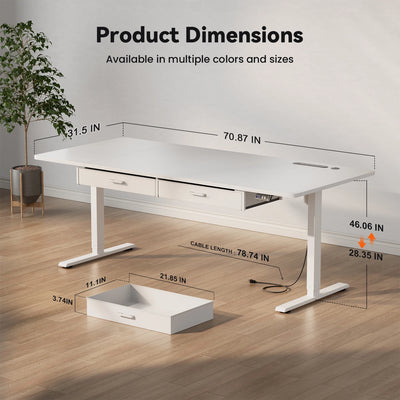 Electric Standing Desk, Height Adjustable Gaming Workstation with Memory, 80kg Load Capacity