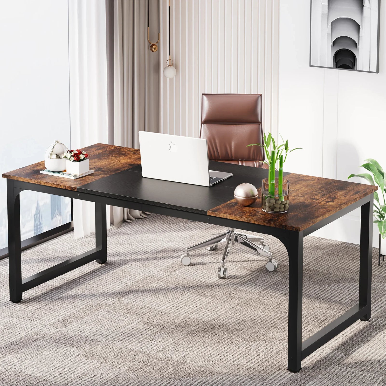 Large Computer Desk, 70" Modern Office Workstation for Home Study