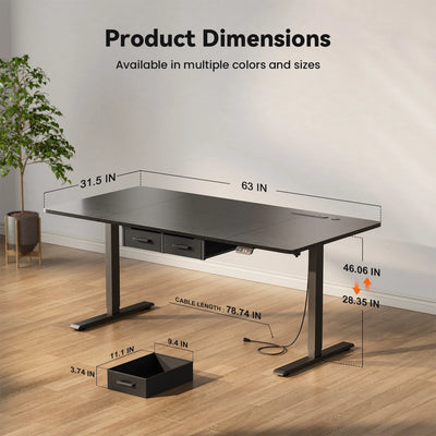 Electric Standing Desk, Height Adjustable Gaming Workstation with Memory, 80kg Load Capacity