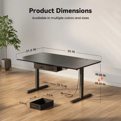 Electric Standing Desk, Height Adjustable Gaming Workstation with Memory, 80kg Load Capacity