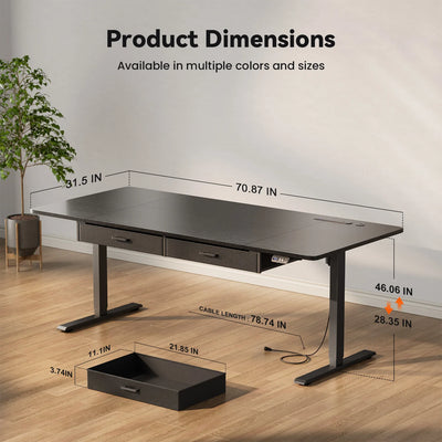 Electric Standing Desk, Height Adjustable Gaming Workstation with Memory, 80kg Load Capacity